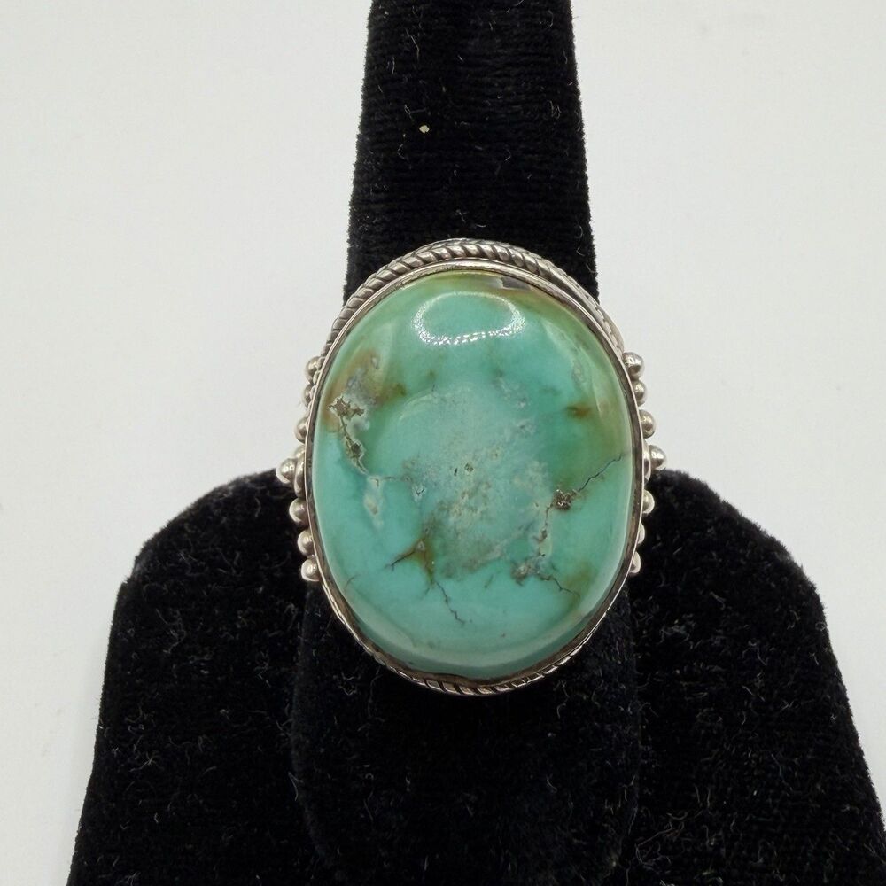 Vintage 925 Sterling Silver Turquoise Statement Ring Size 7.75 17.3g